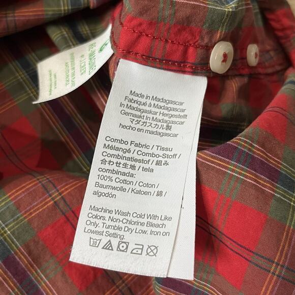 J Crew Mens 100s 2 Ply Yarns Red Plaid Long Sleeve Button Up Shirt Size Medium - Picture 5 of 6